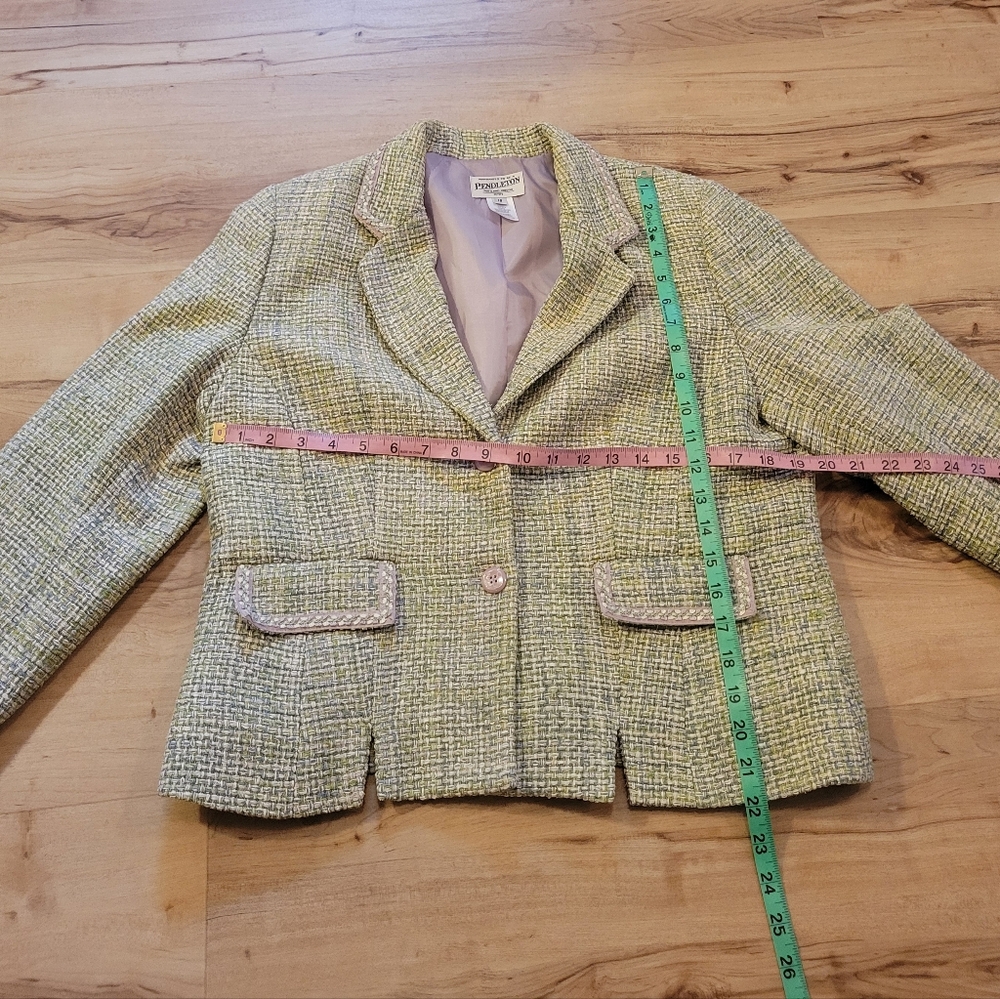 Pendleton Green Purple Tweed 2 Button Blazer Jack… - image 4